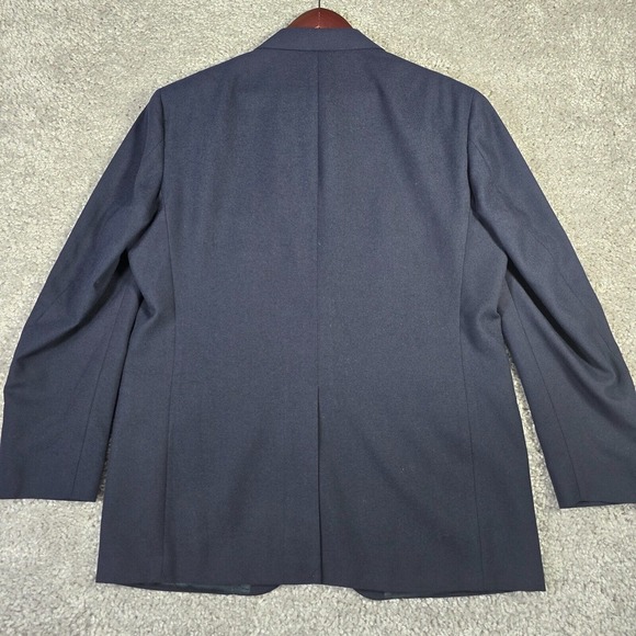 LL Bean Blazer Mens 44L Blue Polyester 2 Button Inside Zipper Pocket Vintage - Picture 11 of 16
